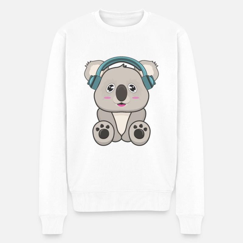 Koala Musik - Männer Premium Bio Pullover - Weiß