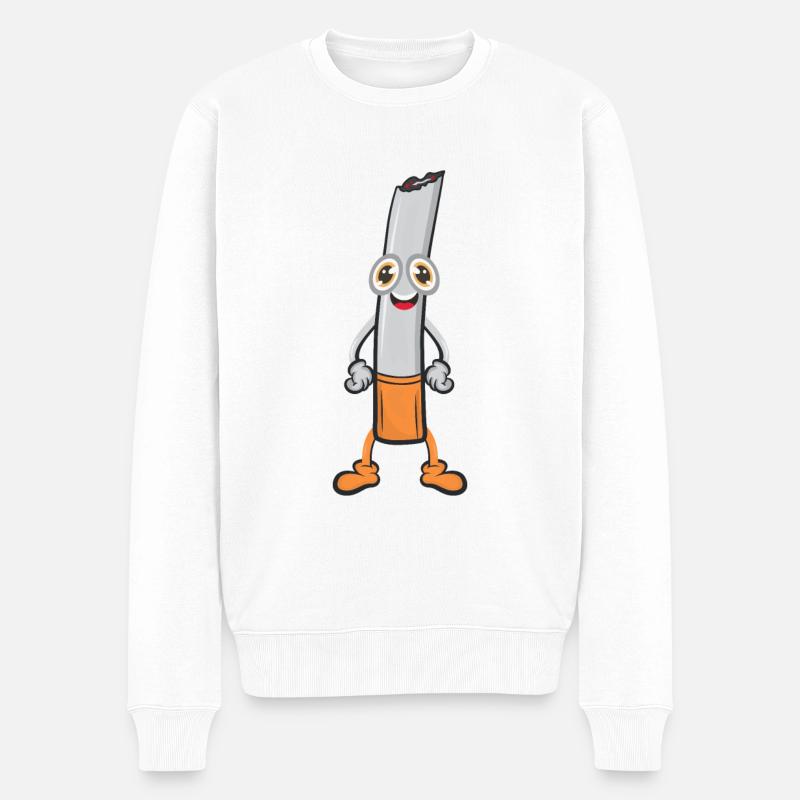 Zigarette - Männer Premium Bio Pullover - Weiß