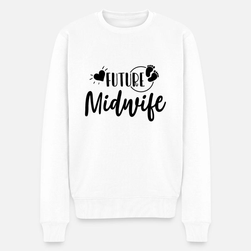 Hebamme in Ausbildung - Männer Premium Bio Pullover - Weiß