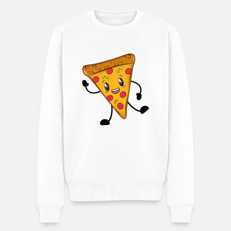 Pizza - Männer Premium Bio Pullover - Weiß