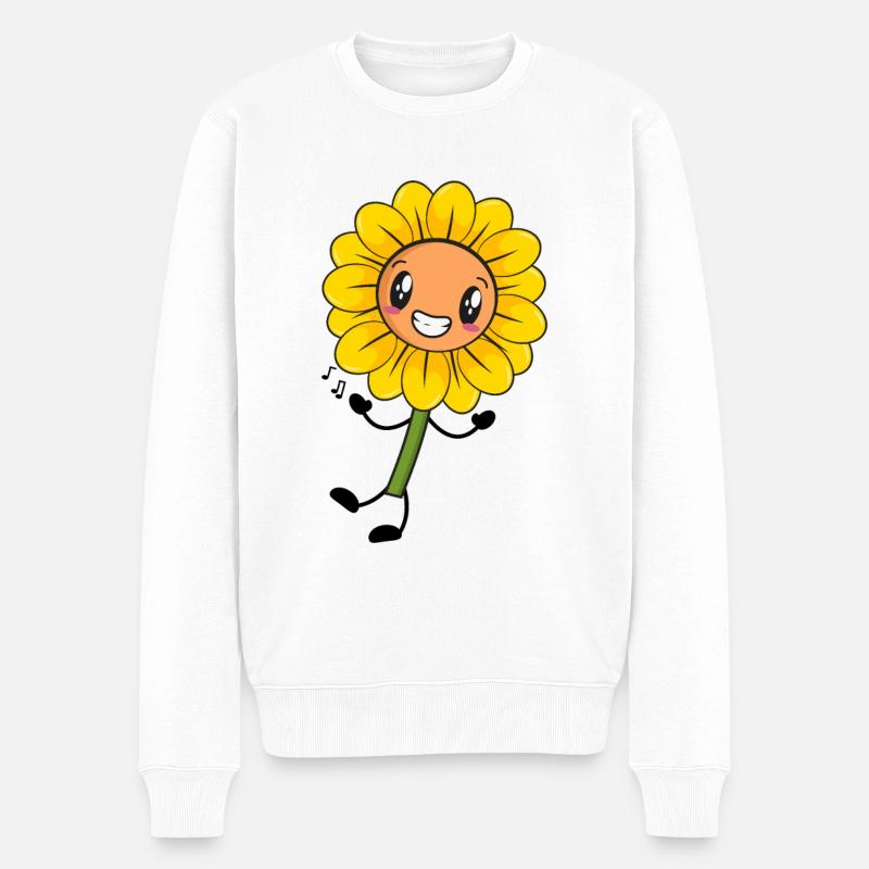 Sonnenblume - Männer Premium Bio Pullover - Weiß