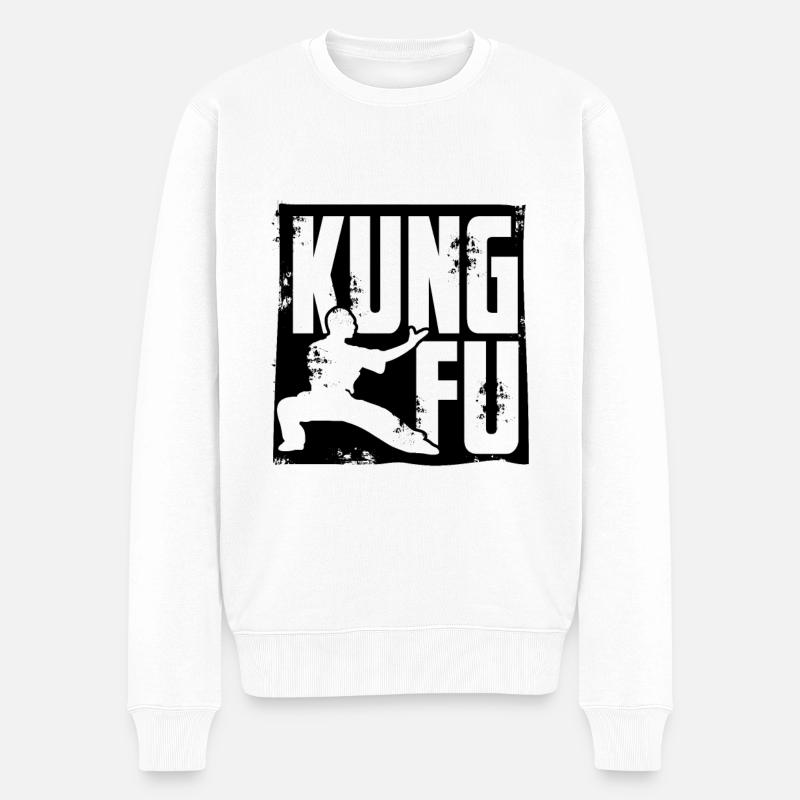 Kung Fu - Männer Premium Bio Pullover - Weiß