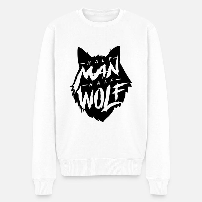 Wolf - Männer Premium Bio Pullover - Weiß