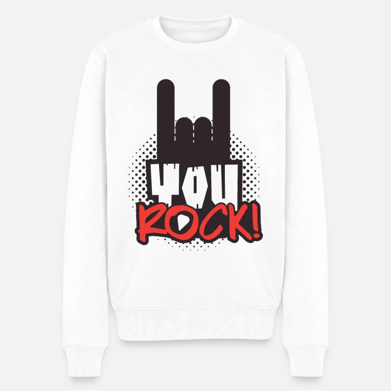 Rock Musik - Männer Premium Bio Pullover - Weiß