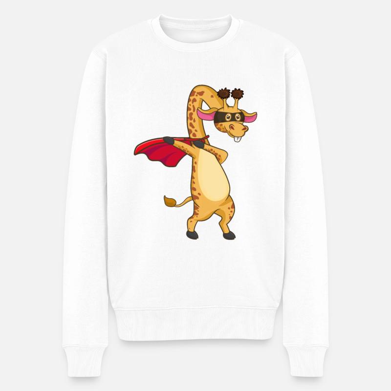 Giraffe Dabbing Superheld - Männer Premium Bio Pullover - Weiß