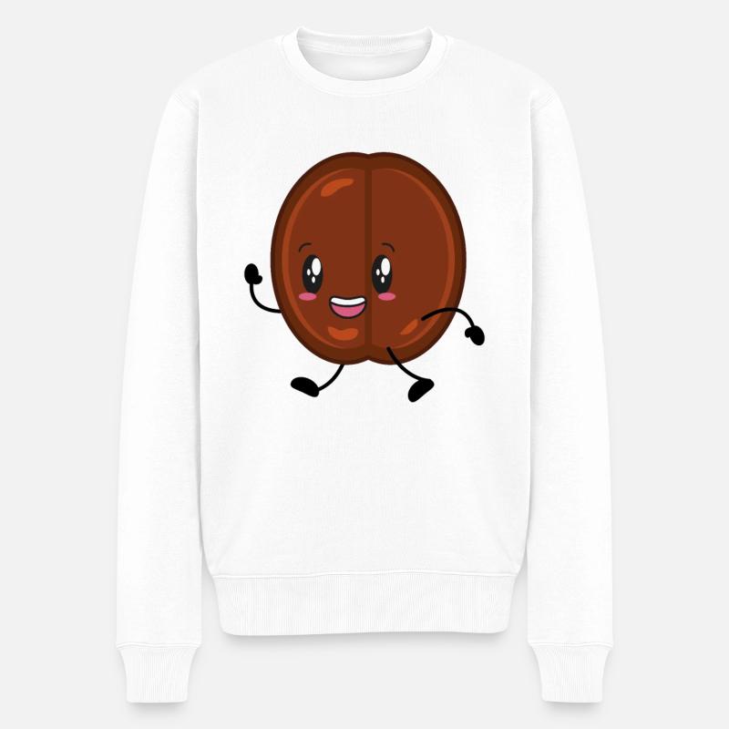 Café en grains de café - Pull Premium bio Homme - blanc