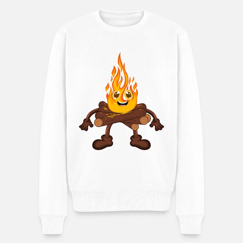 Lagerfeuer Feuer - Männer Premium Bio Pullover - Weiß