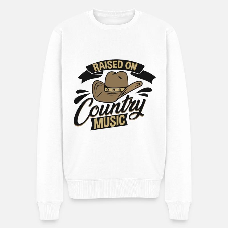 Country Musik - Männer Premium Bio Pullover - Weiß