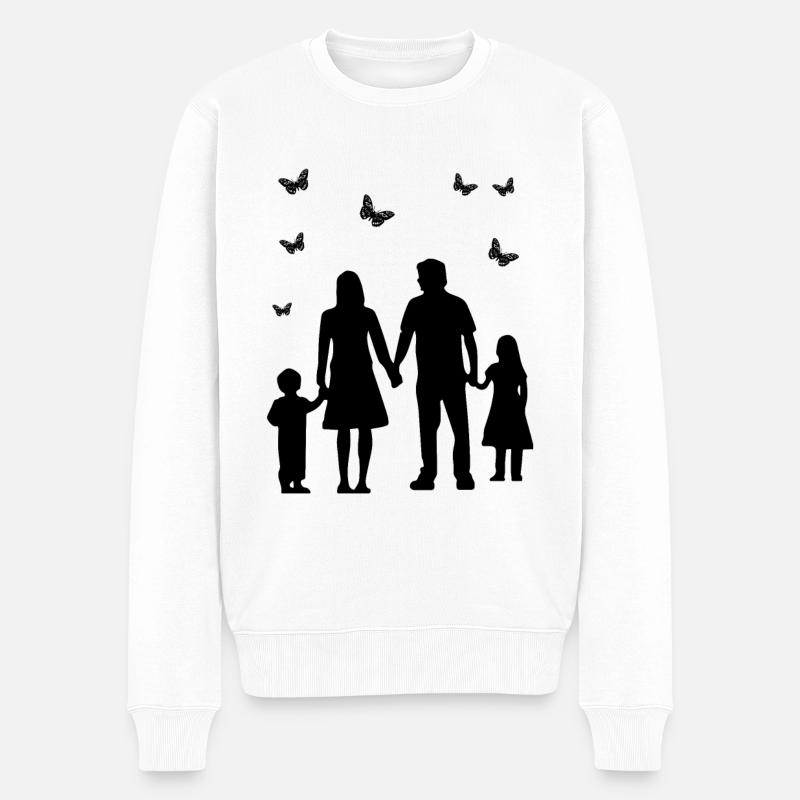 Schattenbild Familie - Männer Premium Bio Pullover - Weiß