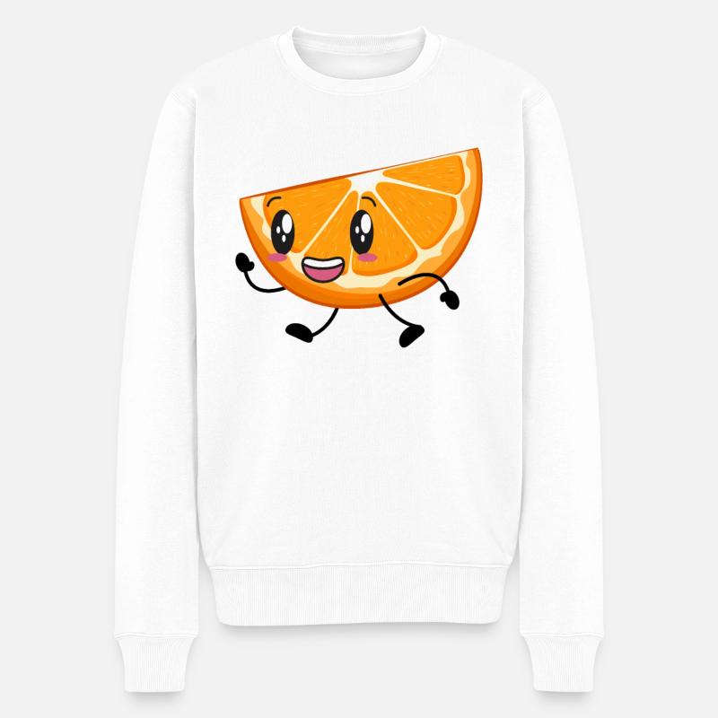 Orange - Männer Premium Bio Pullover - Weiß