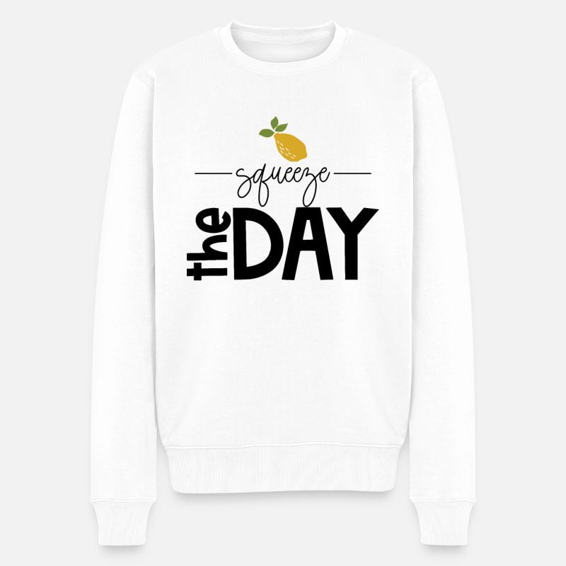 Zitrone Motivation Zitat - Männer Premium Bio Pullover - Weiß