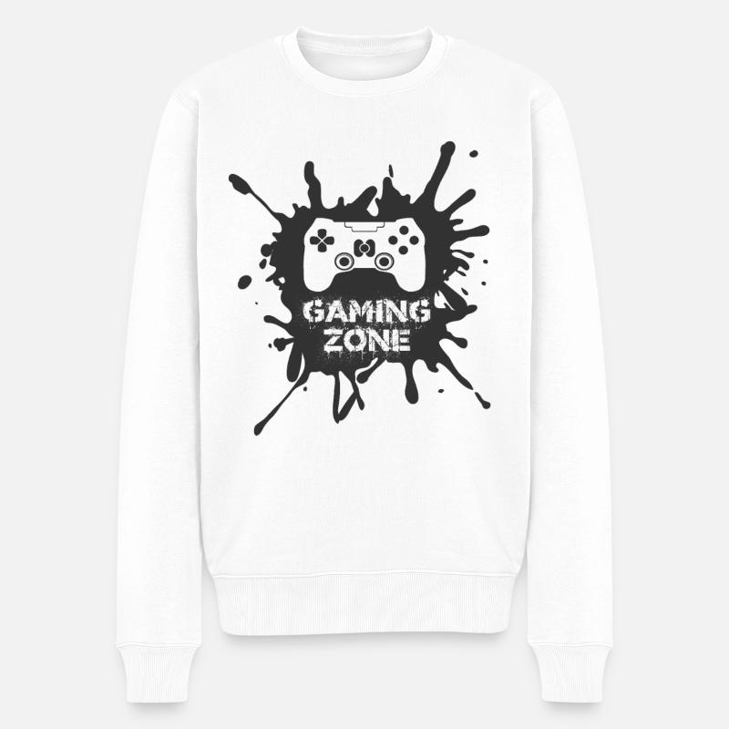 Gaming Zone Computer Video Spiele Gamer - Männer Premium Bio Pullover - Weiß