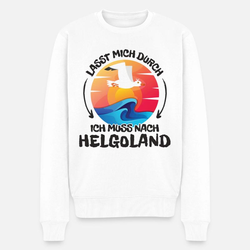 Lasst mich durch nach Helgoland Möwe Sonne Meer - Männer Premium Bio Pullover - Weiß
