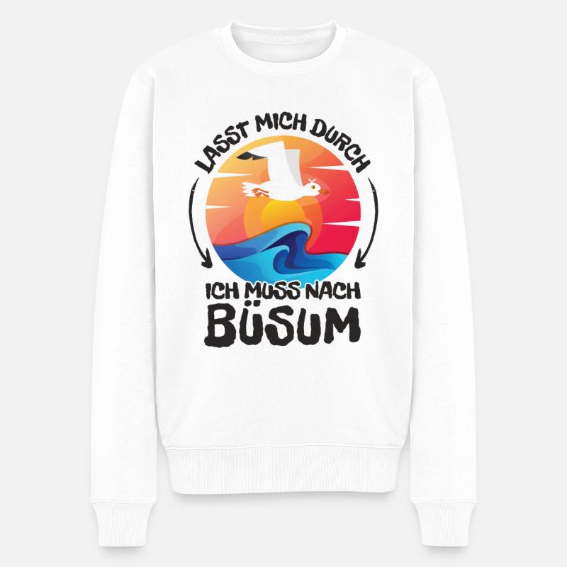 Lasst mich durch nach Büsum Möwe Sonne Strand - Männer Premium Bio Pullover - Weiß