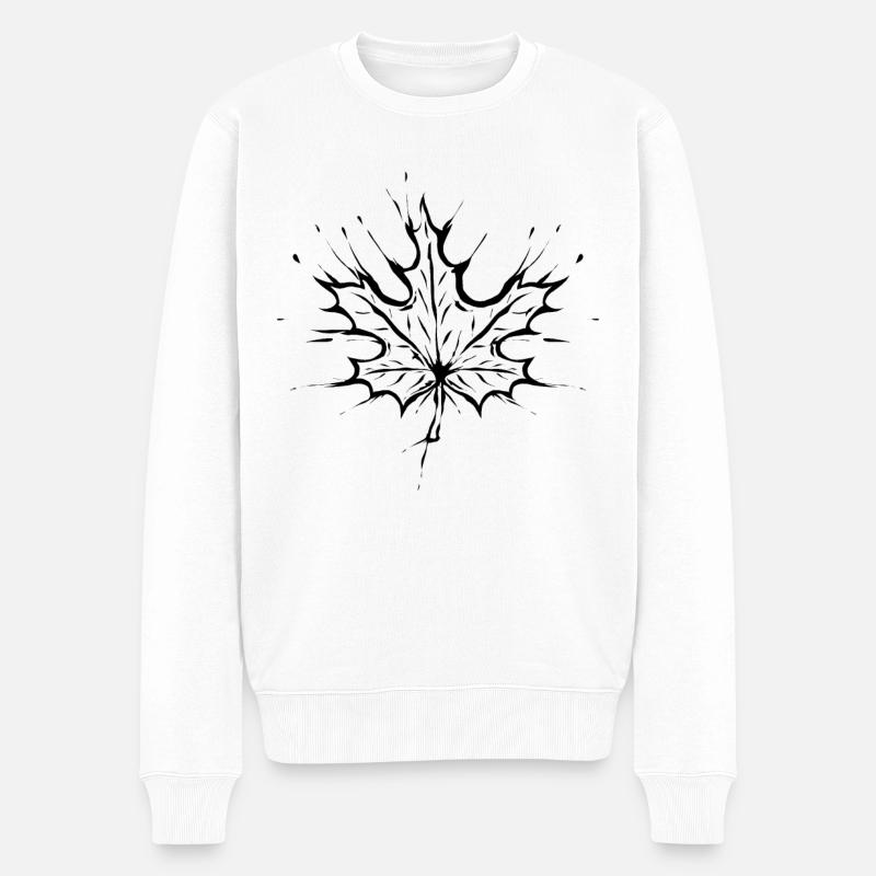 Ahorn Blatt - Männer Premium Bio Pullover - Weiß
