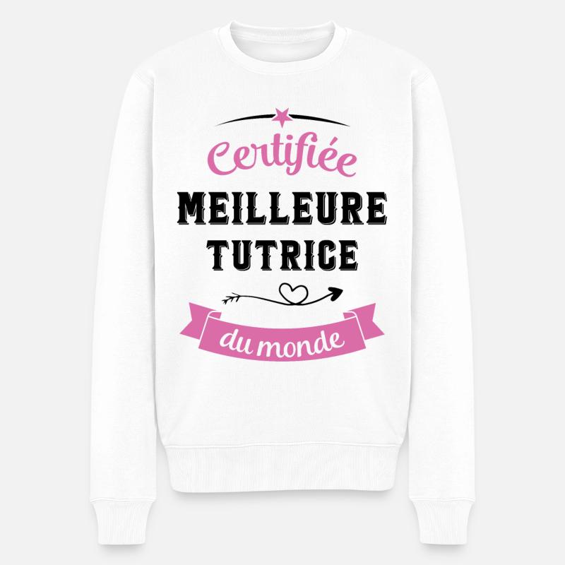 Certifiée meilleure tutrice du monde - Pull Premium bio Homme - blanc