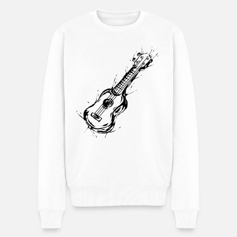 Ukulele - Männer Premium Bio Pullover - Weiß