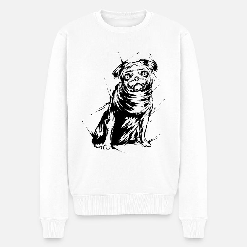 Mops - Männer Premium Bio Pullover - Weiß