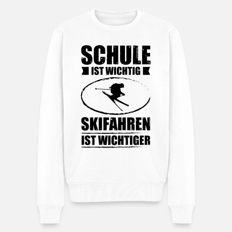SCHULE IST WICHTIG SKIFAHREN IST WICHTIGER - - Männer Premium Bio Pullover - Weiß
