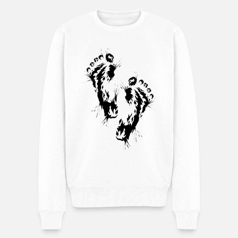 Fußabdruck Barfuß - Männer Premium Bio Pullover - Weiß