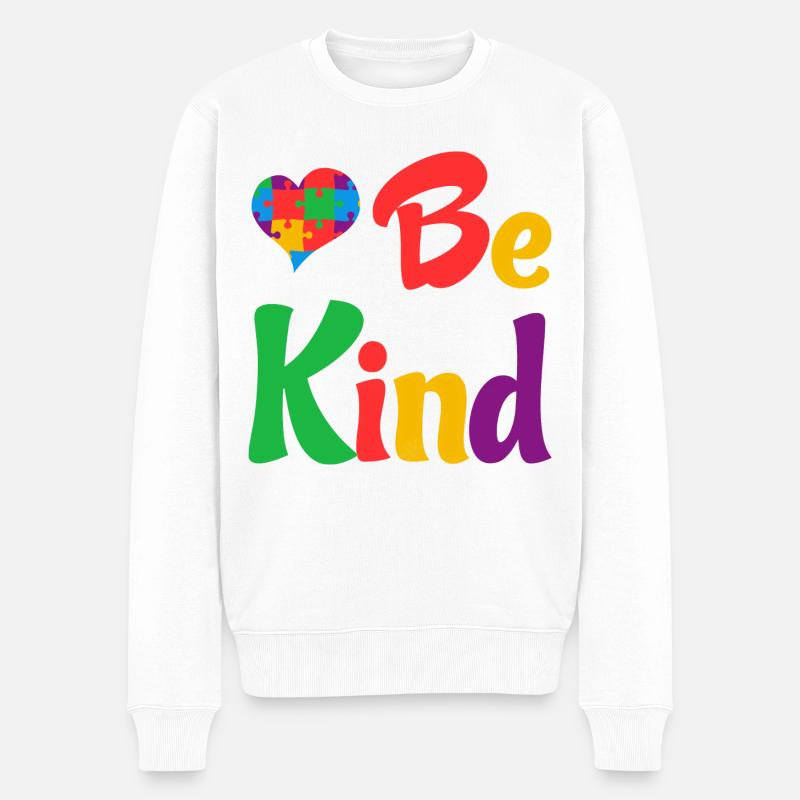 Love Be Kind Grafik - Männer Premium Bio Pullover - Weiß