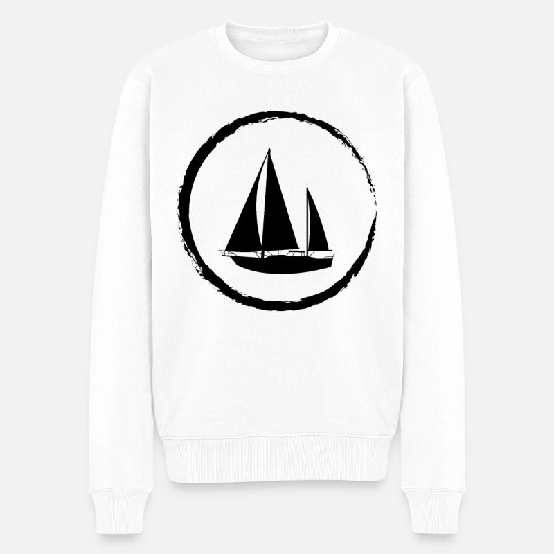 Cricle and Sailboat - - Männer Premium Bio Pullover - Weiß