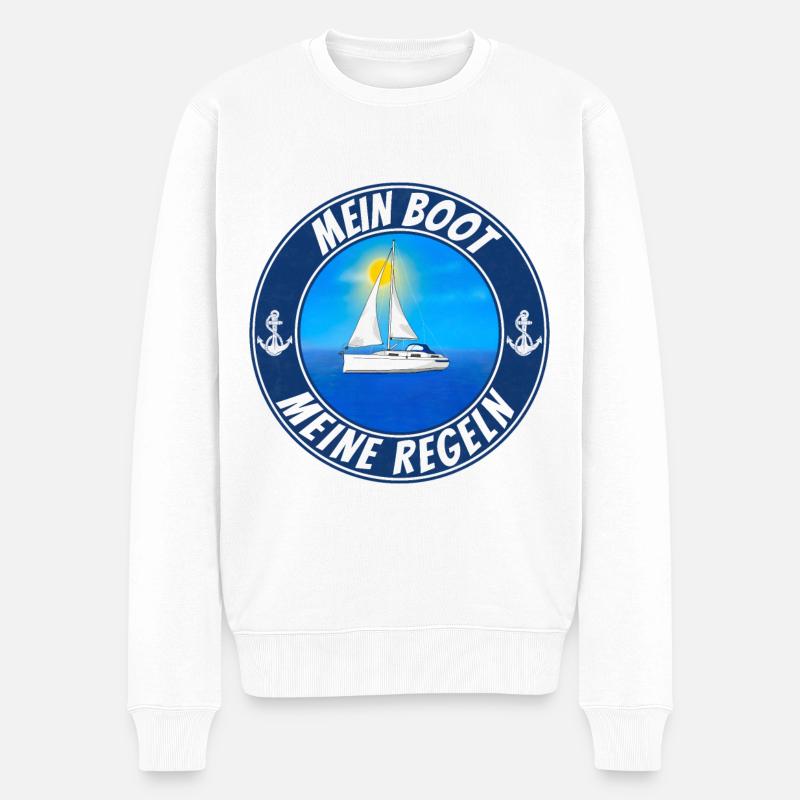 Mein Boot meine Regeln - Männer Premium Bio Pullover - Weiß
