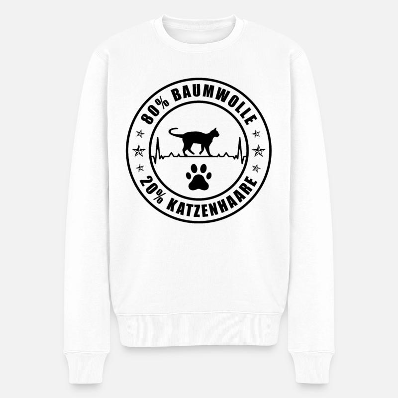 80% Baumwolle 20% Katzenhaare 2 - - Männer Premium Bio Pullover - Weiß