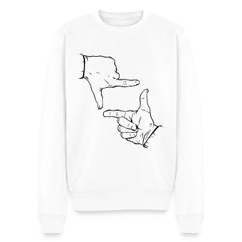 Finger Silhouette - Men's Premium Organic Jumper - white - Front - Thijin (182cm)