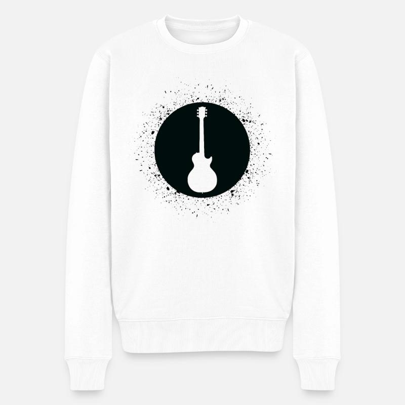 Splash Guitare - Gu - Pull Premium bio Homme - blanc