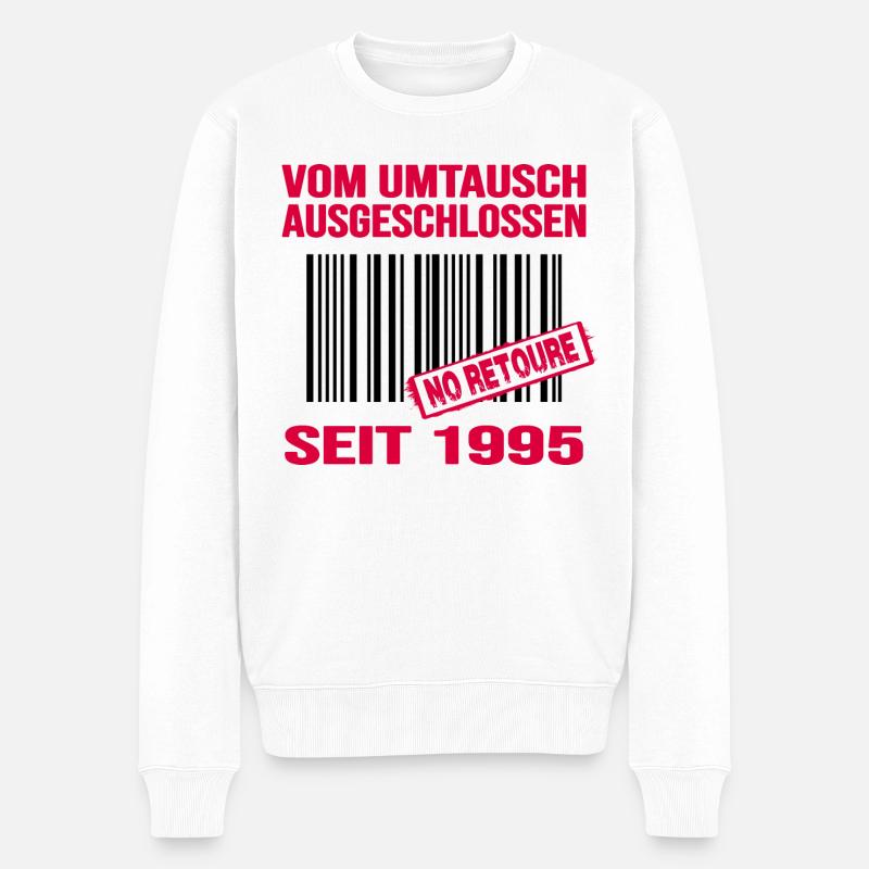 1995 geburtstag 27 jahre barcode no retoure - Männer Premium Bio Pullover - Weiß