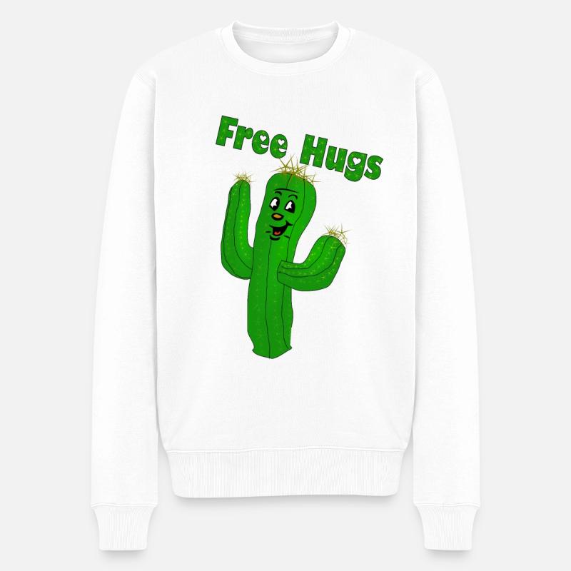 Free Hugs - Kaktus Umarmung - alle Farben fun4m3 - Männer Premium Bio Pullover - Weiß