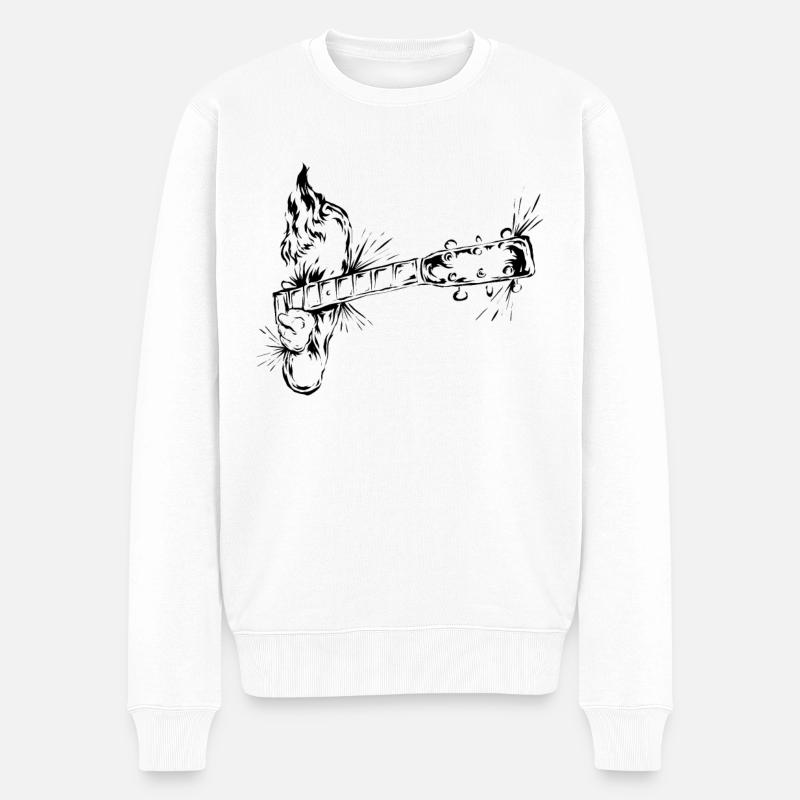Gitarre - Männer Premium Bio Pullover - Weiß