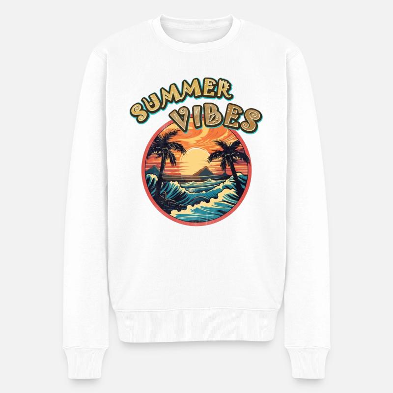 Sommer-Vibes - Männer Premium Bio Pullover - Weiß