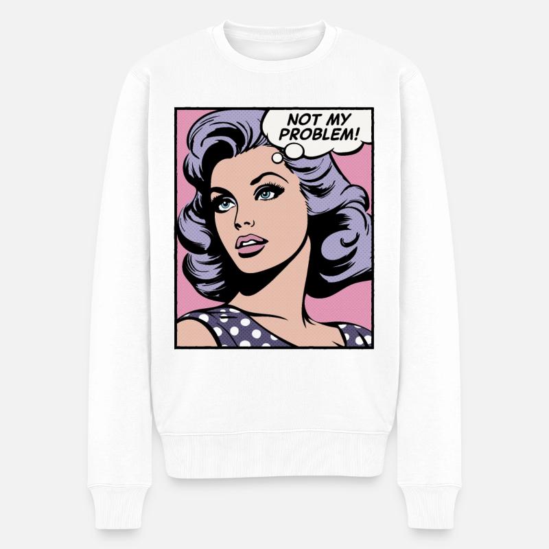 Nicht mein Problem, Pop-Art-Girl - Männer Premium Bio Pullover - Weiß