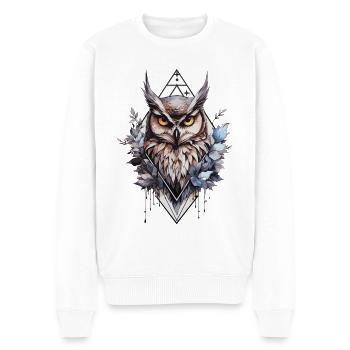 Eule geometrisch - Männer Premium Bio Pullover - Weiß - Vorne - Thijin (182cm)