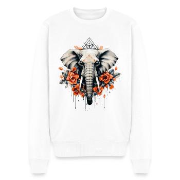 Elefant geometrisch - Männer Premium Bio Pullover - Weiß - Vorne - Thijin (182cm)