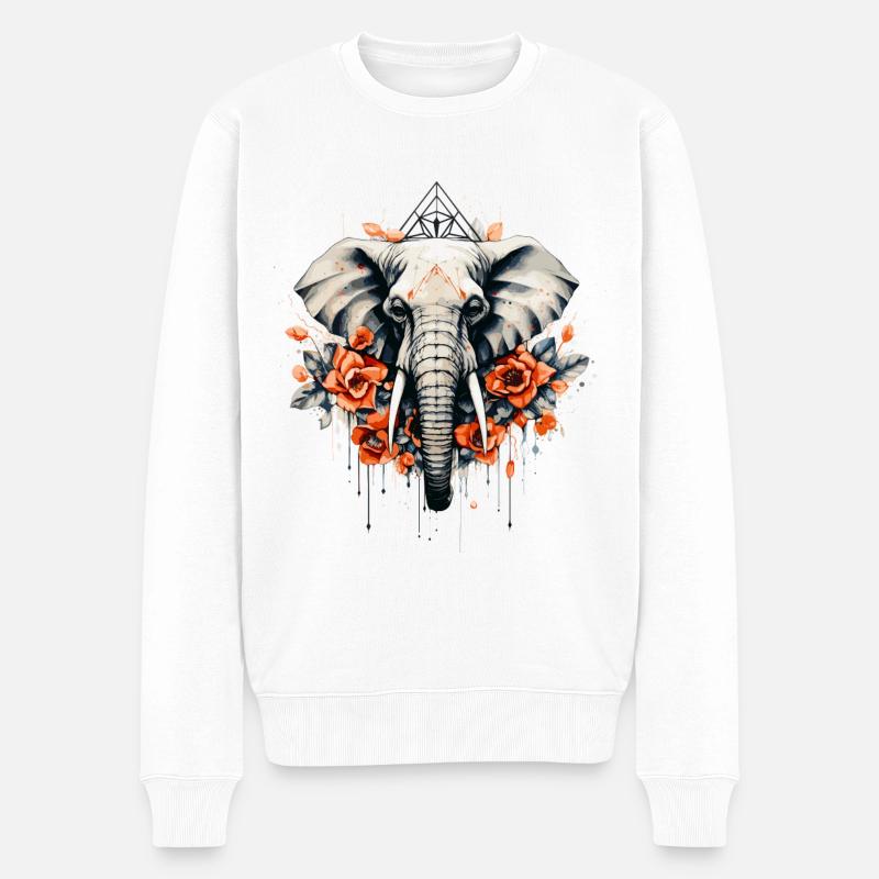 Elefant geometrisch - Männer Premium Bio Pullover - Weiß