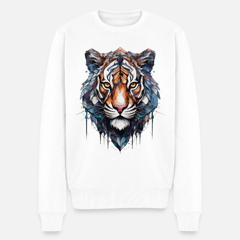 Tiger - Männer Premium Bio Pullover - Weiß