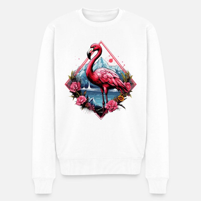 Flamingo - Männer Premium Bio Pullover - Weiß