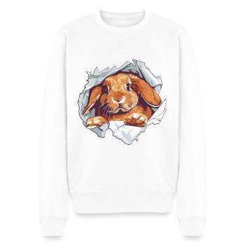 Dwarf Ram Holland Lop Dwarf Rabbit Hare - Men's Premium Organic Jumper - white - Front - Thijin (182cm)