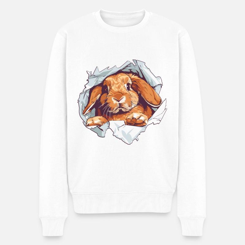 Zwergwidder Holland Lop Zwergkaninchen Hase - Männer Premium Bio Pullover - Weiß