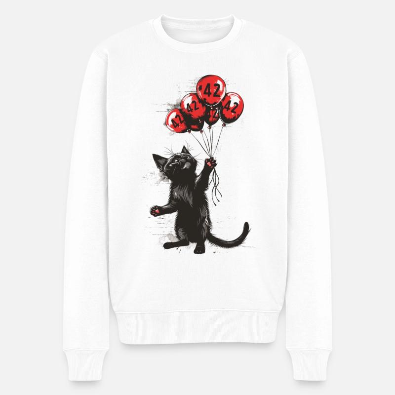 42 Jahre Geschenk 42. Geburtstag Katze - Männer Premium Bio Pullover - Weiß