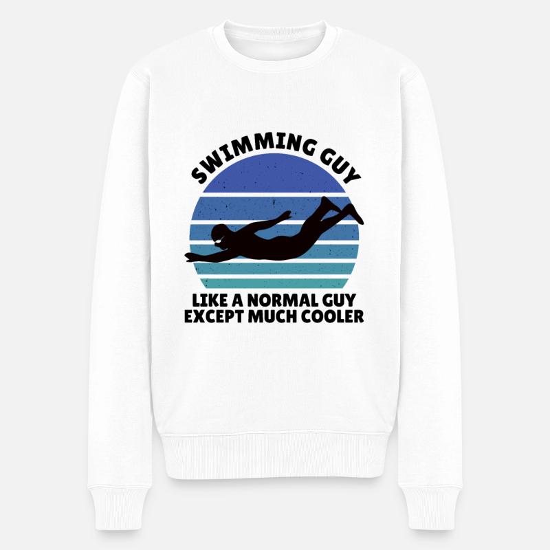 swimming guy - Männer Premium Bio Pullover - Weiß