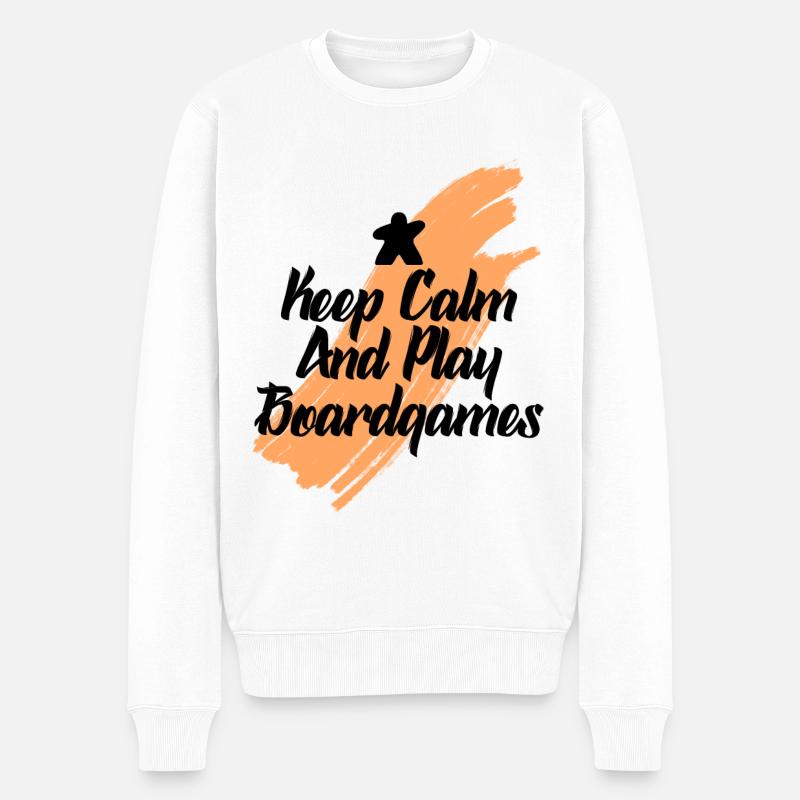 keep calm and play boardgames - Männer Premium Bio Pullover - Weiß