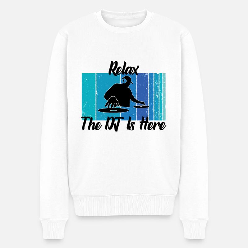 the dj is here - Männer Premium Bio Pullover - Weiß