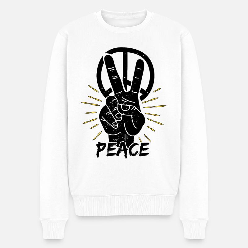 Frieden Freiheit Peace Geschenkidee - Männer Premium Bio Pullover - Weiß