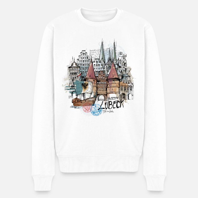Hansestadt Lübeck - Männer Premium Bio Pullover - Weiß
