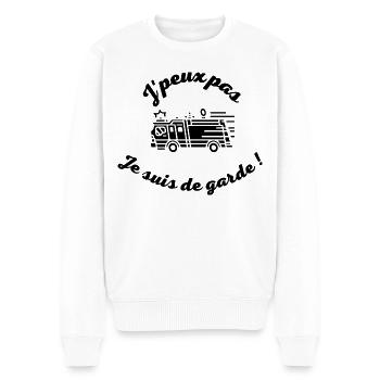 J peux pas je suis de garde pompier ! - Pull Premium bio Homme - blanc - Devant - Thijin (182cm)