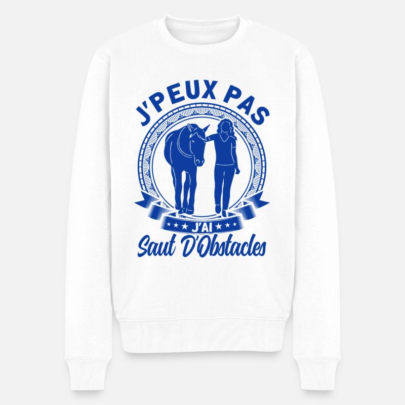 Chevaux Cavalier Cheval Cadeau - Pull Premium bio Homme - blanc